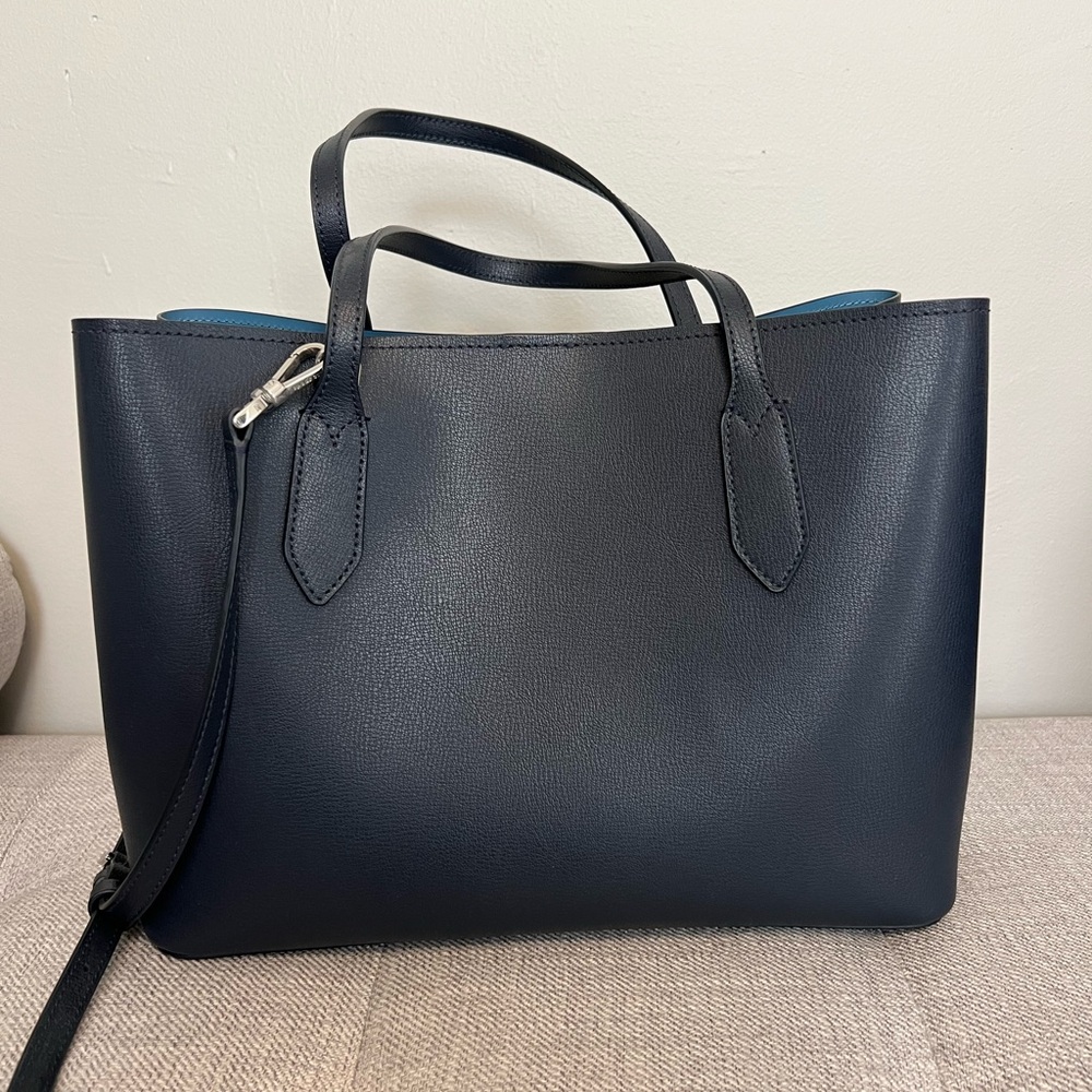 kate spade navy leather tote with teal trim - Picture 4 of 8